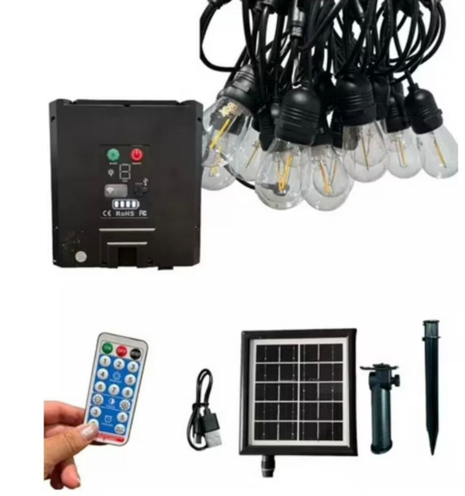 Guirnalda Solar 10 mts, 10 ampolletas Led